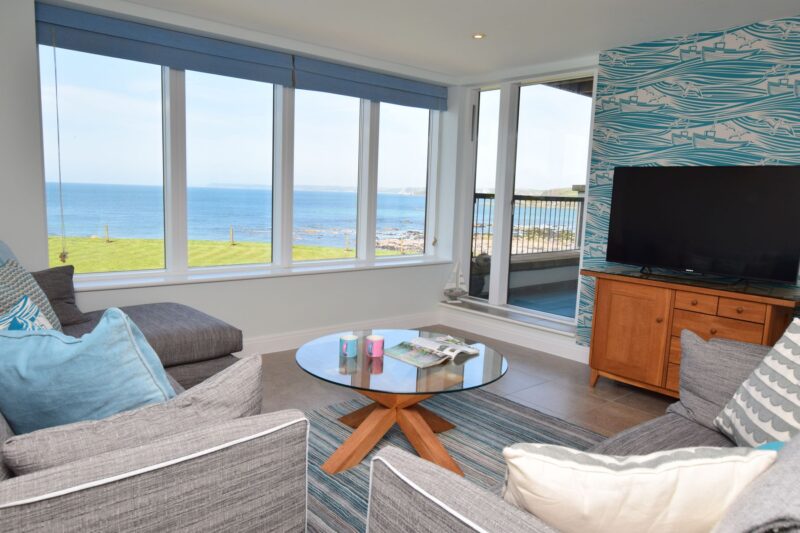 Lounge area with sea views